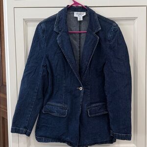 Vintage Cervelle Denim Blazer.  Womens Medium Chore coat  Dark Blue Wash 90’s